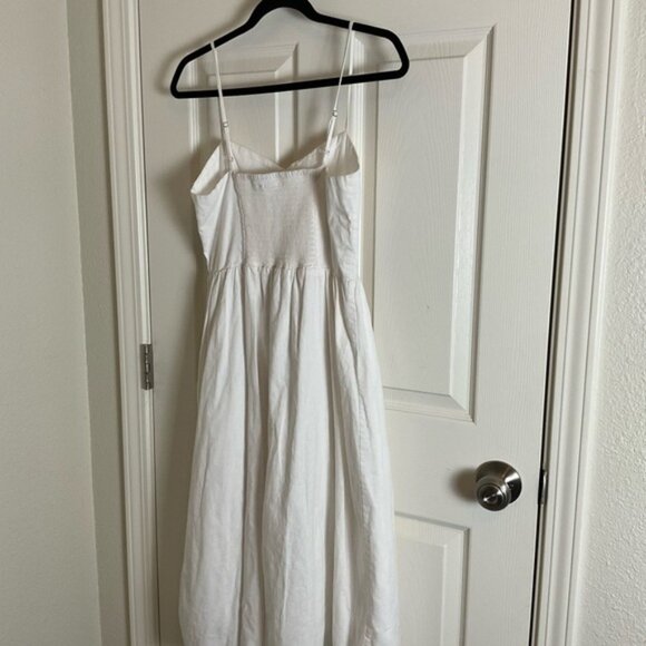 H&M White Linen Blend Buttons Dress Midi size small - Picture 8 of 9